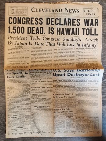 Cleveland News: "Congress declares War"