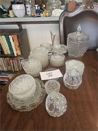 Mixed Crystal & Glass Lot- Indiana Glass, L.E Smith, Anchor Hocking & More