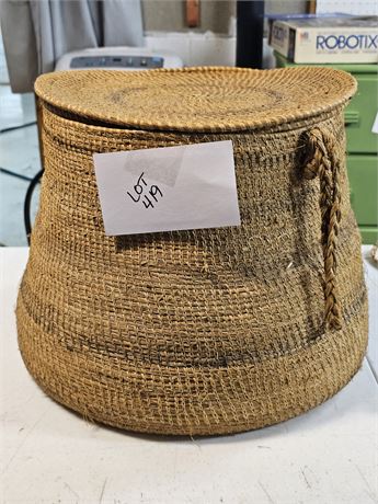 Woven Thai Grass/Rice Basket & Woven Purse