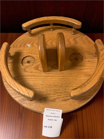 Wood Lazy Susan Turntable Napkin Holder W/Spindle Side Rails