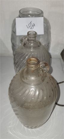 One Gallon Ridged Glass Jugs & Large Pickle Jar