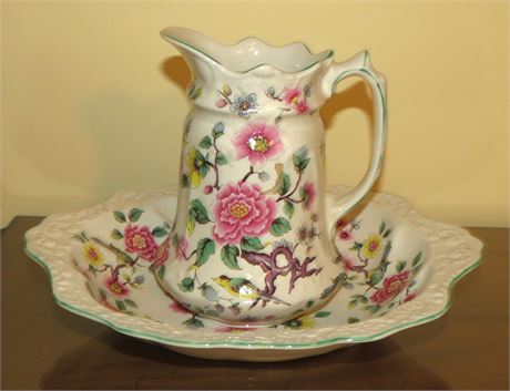 Old Foley "Chinese Rose" Pitcher, Bowl