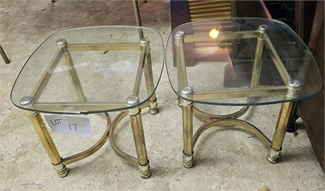 Matching Brass & Glass End Tables