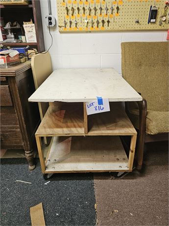 Wood Work Table on Castors