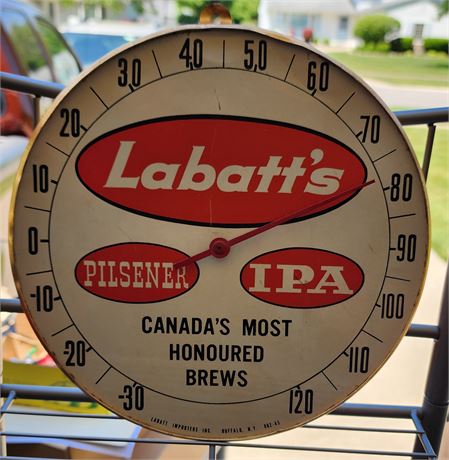 Labatts Vintage Metal Thermometer Sign-No Glass