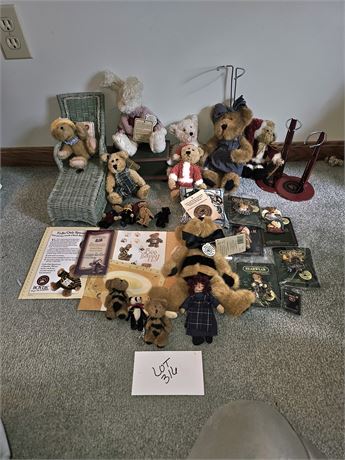 Mixed Boyd's Bear Lot- Plush, Wuzies, Wicker Bean Furniture, Clover