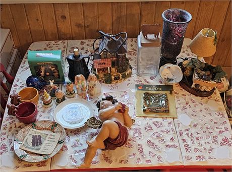 Mixed Decor Lot - Lamps/S&P set/Cherub/Canister & More