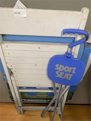 Sport Seat Portable Stadium Seat, White Wooden Fold Up Chair Vintage Lawn Chairs