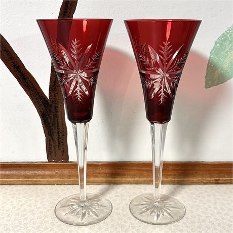 Waterford Crystal Vintage Snowflake Joy Champagne Flutes, Set of 2