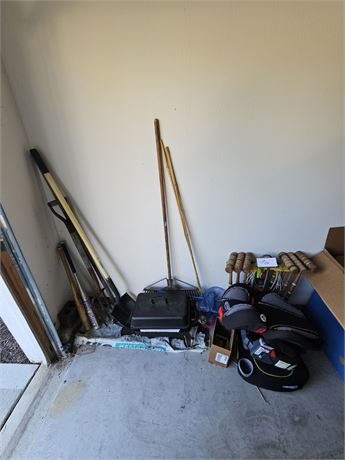 Vintage Croquet Set, Yard Tool, Booster Seats, Portable Grill