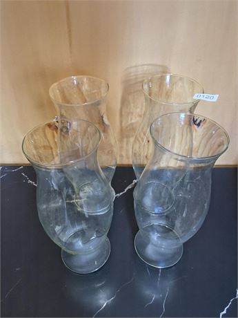 Set of 4 Clear Glass Pillar Candle Hurricane Lamp Shades/Covers