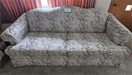Flex Steel Pastel Floral & Stripe Couch