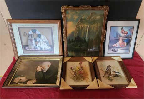 Assorted framed prints