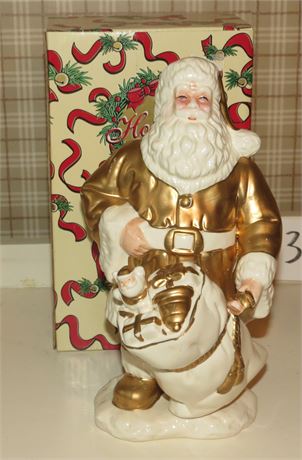 Holiday Treasures White/Gold Santa Figurine