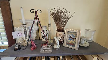 Mixed Home Decor: Candle Sticks, Dried Lavender, Vases & More