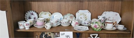 Mixed Teacups, Saucers, Sugar & Creamers, Dawn Rose, Inarco, Bone China & More