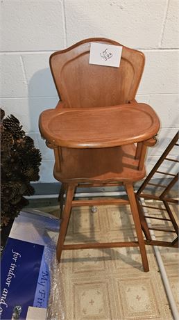 Childs Wood High Chair & Doll Crib Wood Frame