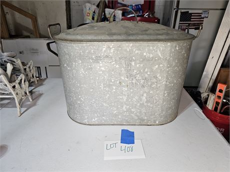 Galvanized Lidded Wash Tub with Lid