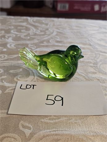 Murano Style Handmade Green Glass Bird