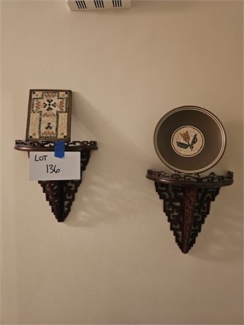 Asian Inspired Wood Shelves & Jennifer Lile Tile Bowl + Plaque