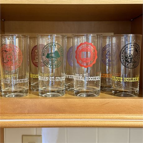 1960's Marathon Oil Big Ten Collegiate Tumbler Glasses - Set of 8