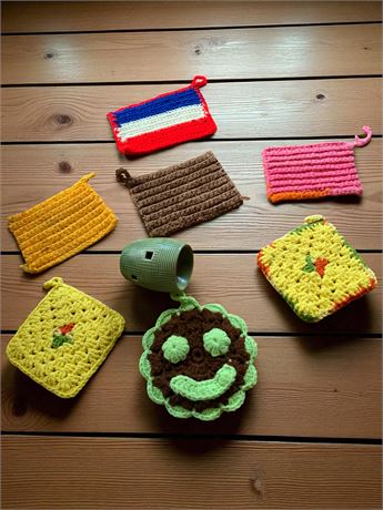 Crochet Trivets/Hot Pad Potholders Green Bamboo Weave Plugin Scentsy Wax Warmer
