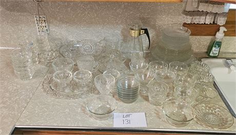 Mixed Glass Lot- Bowls, Creamer, Sugar, Sherberts & More