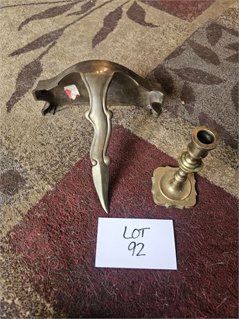 Brass Wall Shelf & Brass Candle Holder