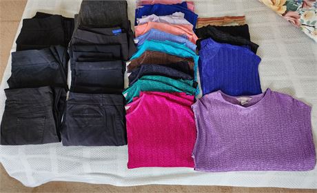 Woman's 10/12 Pants w/Multi-Color Lot of "TanJay" Brand Shirts