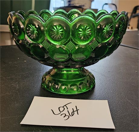 Vintage Kemple Green Glass Moon & Stars Compote