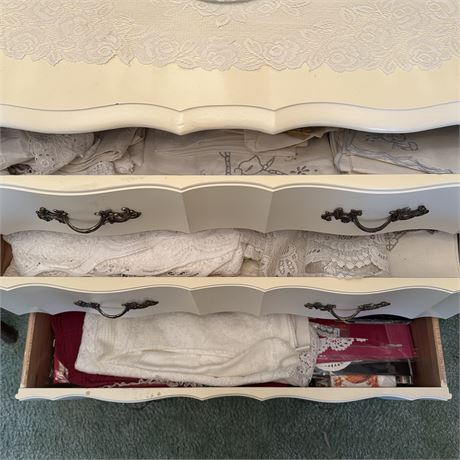 Three Drawer Dresser Cleanout - Table Linens, Doilies....
