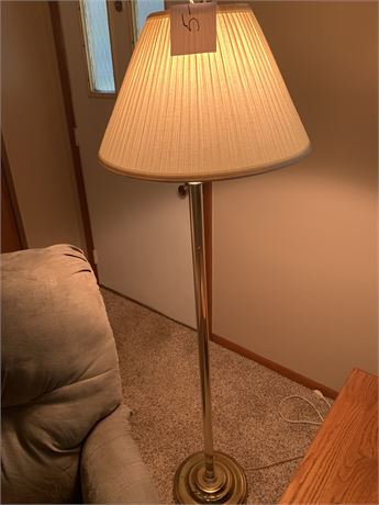 MCM Brass Floor Lamp With Extendable Arm and White Shade