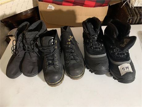 Dr Martins Black Lace Up Booties Size 8 & 2 Other Pairs of Black Boots