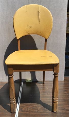 Vintage MCM Brown Or Beige Wood Chair With Rounded Back