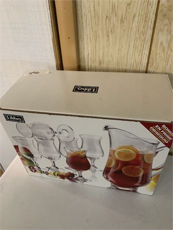 Libby Sangria Glass & Pitcher Set of 7 - New In Box