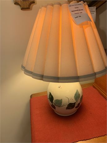 Vintage Porcelain Table Lamp With Painted Leaf Accents