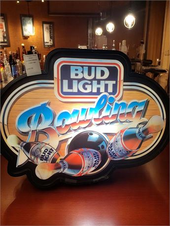Bud Lite Light Up Bowling Beer Advertising Sign (Vintage)