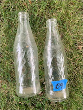 Vintage Clear Embossed Glass Pepsi Bottles (No Labels) Set Of 2