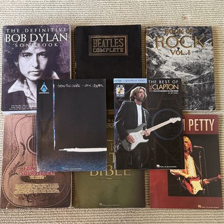 Guitar Songbooks/Sheet Music Lot - The Beatles, Clapton, Dylan & More