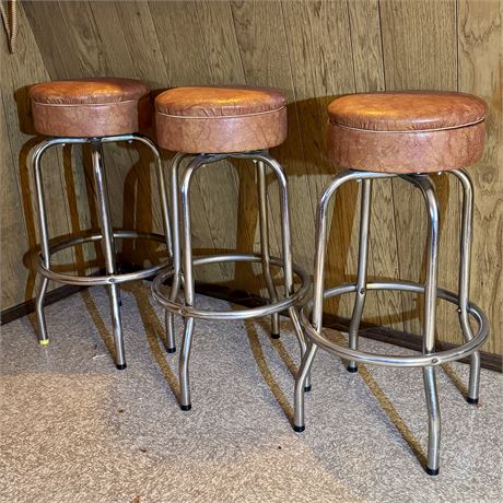 Mid-Century Swivel Barstools, Set of 3