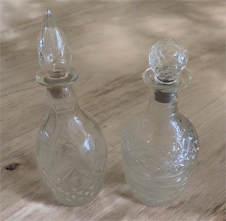 Vintage Clear Pressed Glass Decanters/Liquor Bottles