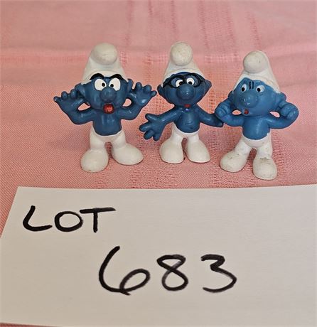 Original Vintage Peyo "Naughty" Smurf Figurines (x3) - Dates 1969, 1971 & 1973