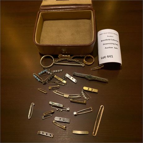 Bar Brooch Pins, Watch Chain, Kilt/Shaw Pins, Stick/Tie Pins, Storage Case