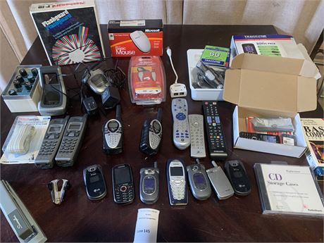 Vintage Electronics Lot - Cell Phones, Tracfone, Cordless Landlines, Walkie Talk