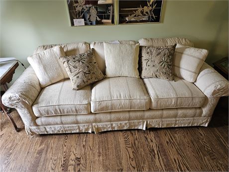 Cream Color Couch with Throw Pillows