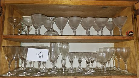 Large Lot Of Mixed Stemware Wine Glasses & More