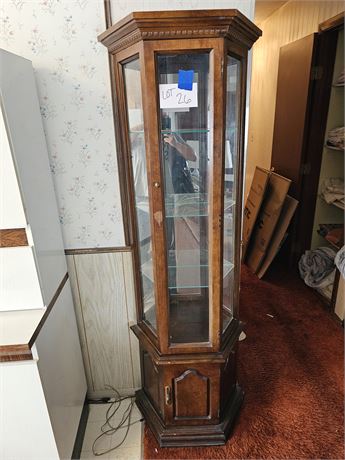 Wood & Glass Lighted Curio Cabinet