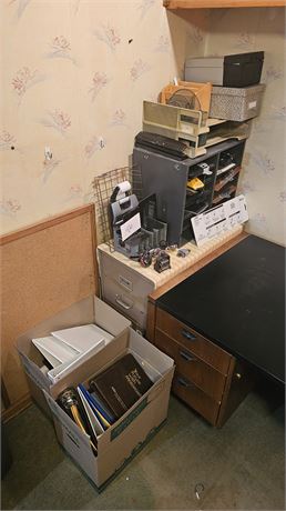 Large Office Cleanout: Metal Storage Cabinet & File, Paper, Binders, & Much More