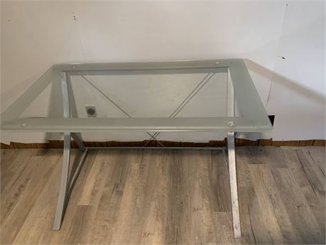 Glass Top Student Desk With Metal Frame