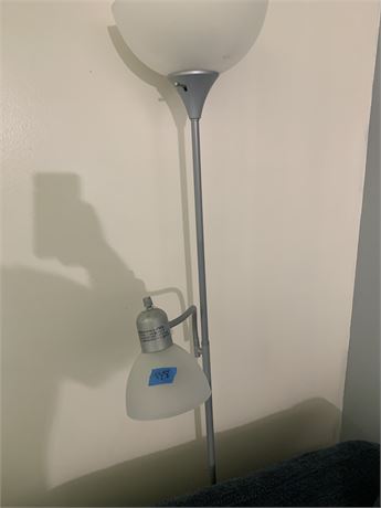 Home/Office Floor Lamp With Adjustable Reading Light White Frosted Plastic Shade